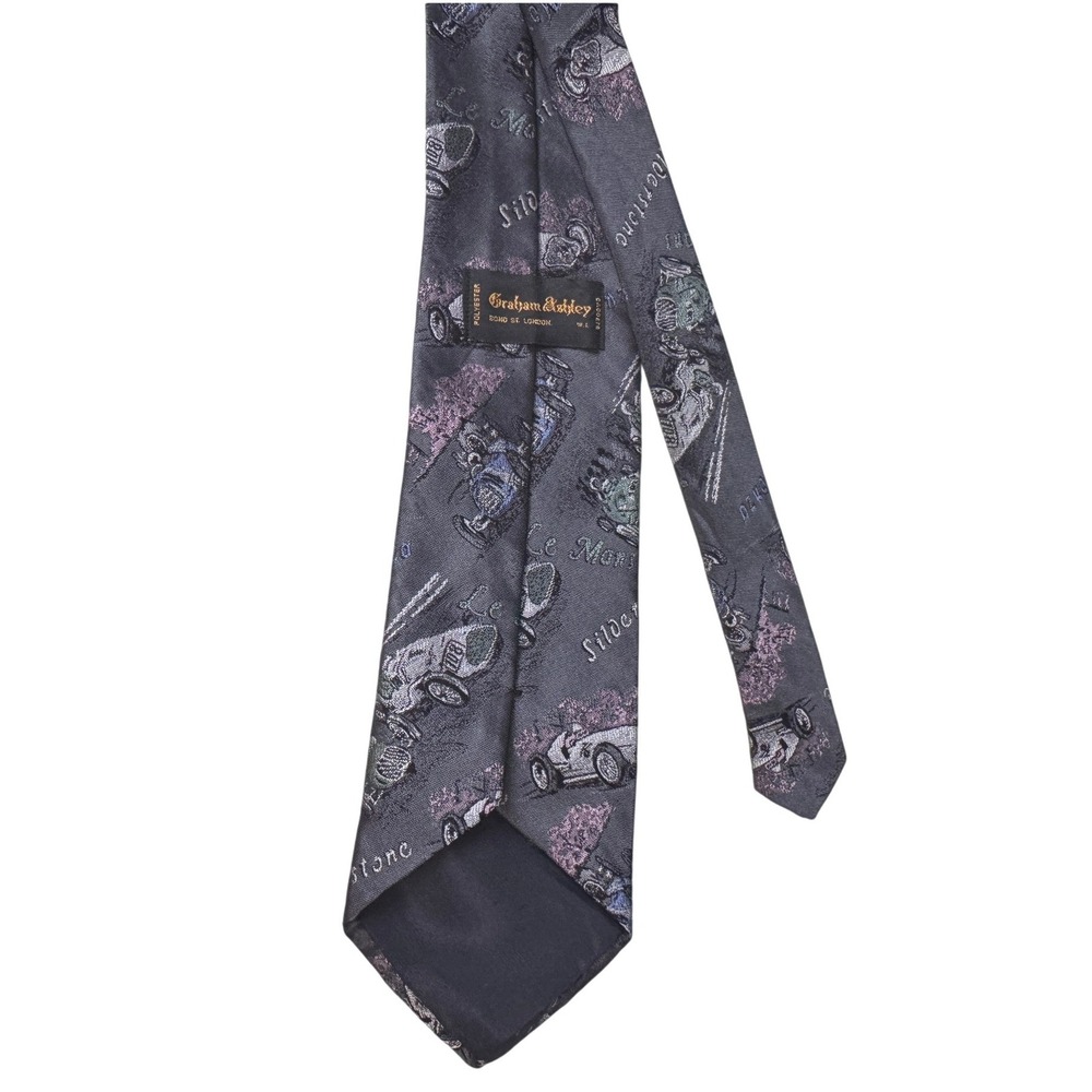 Graham Ashley Bond St London Vintage Race Car Tie Le Mans Silverstone Monza Grey